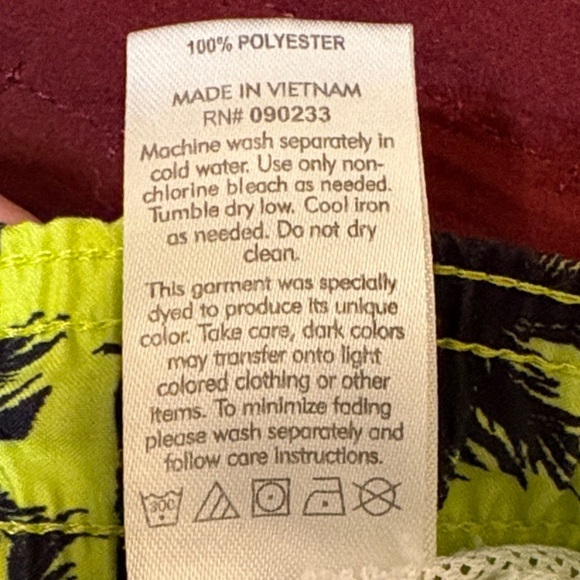 PacSun Men's Yellow-Green Swim Trunks with Palm Print Size Large - Picture 11 of 11